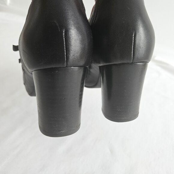 CLARKS Boots Womens 8.5 Black Genuine Leather Ankle Block Heels ARTISAN Stanhope - Picture 8 of 9